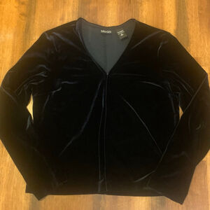 NY&Co. Cardigan Medium Black Velvet Like Texture Jacket Hook/Eye Closure